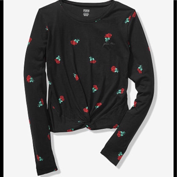 VS PINK Girlfriend Twist Front Long Sleeve Tee - Picture 1 of 2